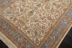 5x8 Ivory, Turquoise, Lime Color Hand Knotted French Aubusson Savonnerie New Zealand Wool Traditional Oriental Rug