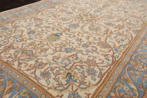 5x8 Ivory, Turquoise, Lime Color Hand Knotted French Aubusson Savonnerie New Zealand Wool Traditional Oriental Rug