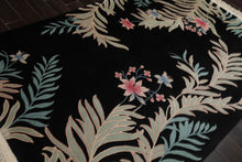 5x8 Black, Aqua, Mint Color Hand Knotted French Aubusson Savonnerie Wool Traditional Oriental Rug