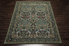 Multi Size Charcoal Sage Rose Color Hand Hooked William Morris Wool Traditional Oriental Rug