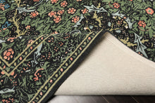 Multi Size Charcoal Sage Rose Color Hand Hooked William Morris Wool Traditional Oriental Rug