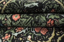 Multi Size Charcoal Sage Rose Color Hand Hooked William Morris Wool Traditional Oriental Rug