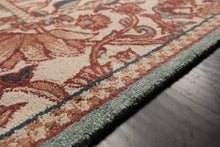 Multi Size Ivory Rust Peach Color Hand Hooked William Morris Wool Traditional Oriental Rug
