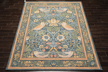 Multi Size Teal Aqua Peach Color Hand Hooked William Morris Wool Traditional Oriental Rug