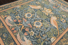 Multi Size Teal Aqua Peach Color Hand Hooked William Morris Wool Traditional Oriental Rug