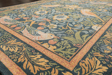 Multi Size Teal Aqua Peach Color Hand Hooked William Morris Wool Traditional Oriental Rug