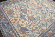 Multi Size Ivory Blue Aqua Color Hand Hooked William Morris Wool Traditional Oriental Rug