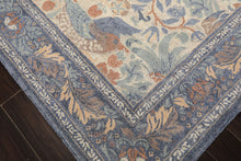 Multi Size Ivory Blue Aqua Color Hand Hooked William Morris Wool Traditional Oriental Rug