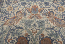 Multi Size Ivory Blue Aqua Color Hand Hooked William Morris Wool Traditional Oriental Rug