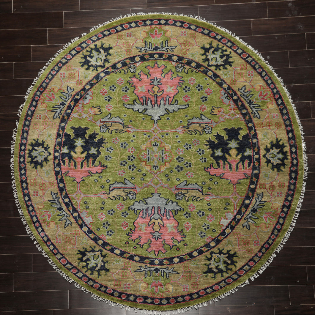 Multi Sizes Green, Pink Hand Knotted Muted Turkish Oushak 100% Wool Traditional Oriental Area Rug
