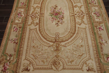 5x8 Beige, Tan, Green Color Hand Woven Aubusson Savonnerie Wool Traditional Oriental Rug