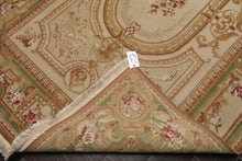 5x8 Beige, Tan, Green Color Hand Woven Aubusson Savonnerie Wool Traditional Oriental Rug