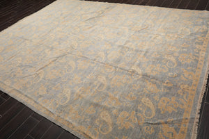 9x12 Hand Knotted Tibetan 100% Wool Antique  Traditional Oriental Area Rug Light Blue Beige Color