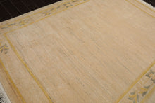 6x9 Oatmeal, Gold, Gray Color Hand Knotted Tibetan New Zealand Wool Art Deco Oriental Rug