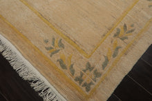 6x9 Oatmeal, Gold, Gray Color Hand Knotted Tibetan New Zealand Wool Art Deco Oriental Rug