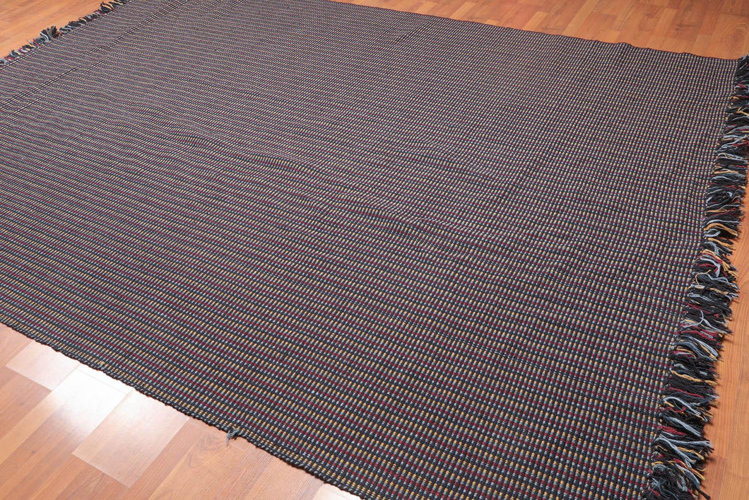 8x11 Black Hand Woven 100% Wool Traditional Flatweave Oriental Area Rug - Oriental Rug Of Houston