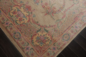 6x9 Beige, Rose, Pink Color Hand Knotted Aubusson Savonnerie New Zealand Wool Traditional Oriental Rug