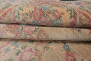 6x9 Beige, Rose, Pink Color Hand Knotted Aubusson Savonnerie New Zealand Wool Traditional Oriental Rug