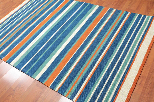 5x8 Ivory, Blue Handmade Polypropylene Modern & Contemporary Designer Oriental Area Rug