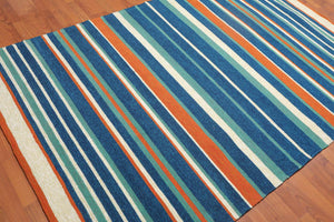 5x8 Ivory, Blue Handmade Polypropylene Modern & Contemporary Designer Oriental Area Rug