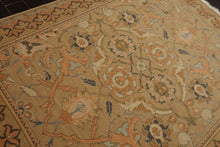6x7 Khaki, Light Peach, Ivory Color Hand Knotted Aubusson Savonnerrie Wool Traditional Oriental Rug