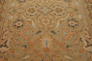 6x7 Khaki, Light Peach, Ivory Color Hand Knotted Aubusson Savonnerrie Wool Traditional Oriental Rug