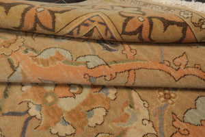 6x7 Khaki, Light Peach, Ivory Color Hand Knotted Aubusson Savonnerrie Wool Traditional Oriental Rug
