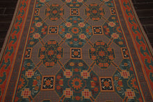 6x9 Teal, Orange, Gold Color Hand Woven French Needlepoint Wool Art Deco Oriental Rug