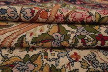 5x8 Ivory, Black, Rose Color Hand Woven French Needlepoint Wool Traditional Oriental Rug