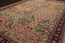 5x8 Ivory, Black, Rose Color Hand Woven French Needlepoint Wool Traditional Oriental Rug