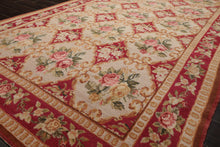 6x9 Beige, Fuschia, Green Color Hand Knotted Aubusson Savonnerrie Wool Traditional Oriental Rug