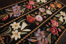 6x9 Black, Gold, Pink Color Hand Woven French Needlepoint Wool Traditional Oriental Rug