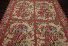 6x9 Rose, Ivory, Pink Color Hand Woven French Needlepoint Wool Traditional Oriental Rug