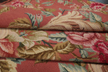 6x9 Rose, Ivory, Pink Color Hand Woven French Needlepoint Wool Traditional Oriental Rug