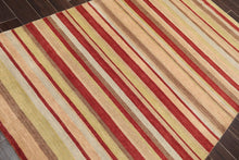 Multi Size Hand Knotted Tibetan 100% Wool Stripes Oriental Area Rug Rust