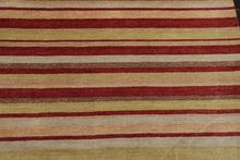 Multi Size Hand Knotted Tibetan 100% Wool Stripes Oriental Area Rug Rust