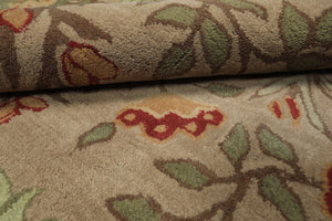 Multi Sizes Handmade Transitional Wool Botanical Floral Area Rug Beige