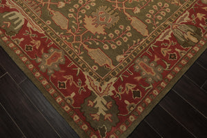 8x10 Sage, Rose, Beige Color Hand Tufted William Morris Wool Arts & Crafts Oriental Rug