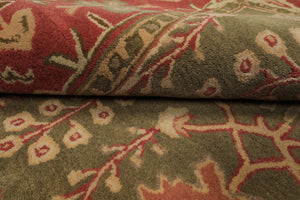 8x10 Sage, Rose, Beige Color Hand Tufted William Morris Wool Arts & Crafts Oriental Rug