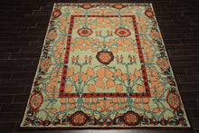 Multi Size Mint Peach Aqua Color Hand Tufted William Morris Wool Arts & Crafts Oriental Rug