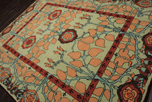 Multi Size Mint Peach Aqua Color Hand Tufted William Morris Wool Arts & Crafts Oriental Rug