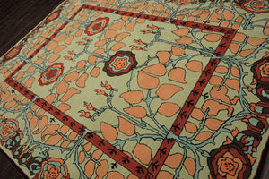 Multi Size Mint Peach Aqua Color Hand Tufted William Morris Wool Arts & Crafts Oriental Rug