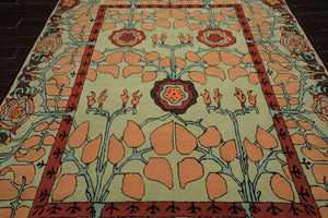 Multi Size Mint Peach Aqua Color Hand Tufted William Morris Wool Arts & Crafts Oriental Rug