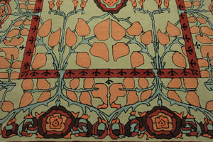 Multi Size Mint Peach Aqua Color Hand Tufted William Morris Wool Arts & Crafts Oriental Rug