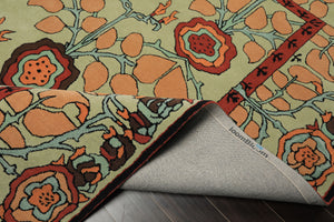 Multi Size Mint Peach Aqua Color Hand Tufted William Morris Wool Arts & Crafts Oriental Rug