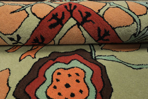 Multi Size Mint Peach Aqua Color Hand Tufted William Morris Wool Arts & Crafts Oriental Rug