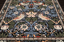 Multi Size Black Blue Ivory Color Hand Tufted William Morris Wool Arts & Crafts Oriental Rug