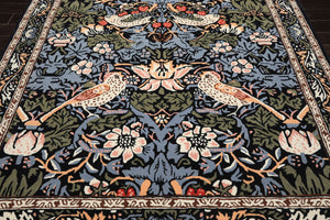 Multi Size Black Blue Ivory Color Hand Tufted William Morris Wool Arts & Crafts Oriental Rug