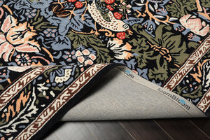 Multi Size Black Blue Ivory Color Hand Tufted William Morris Wool Arts & Crafts Oriental Rug