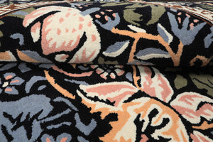 Multi Size Black Blue Ivory Color Hand Tufted William Morris Wool Arts & Crafts Oriental Rug